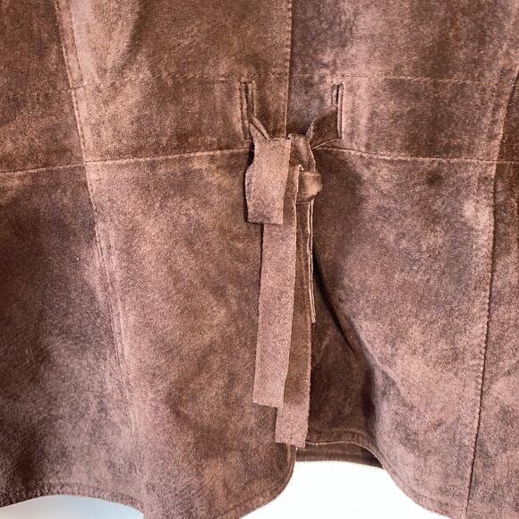 VTG Aria Brown Suede Leather Jacket Womens XL Equestrian Military Brass‎ Button - Picture 9 of 11